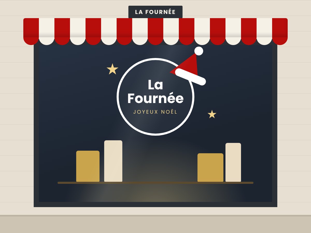 Illustration : logo de boutique décliné en version Noël avec un bonnet et des étoiles